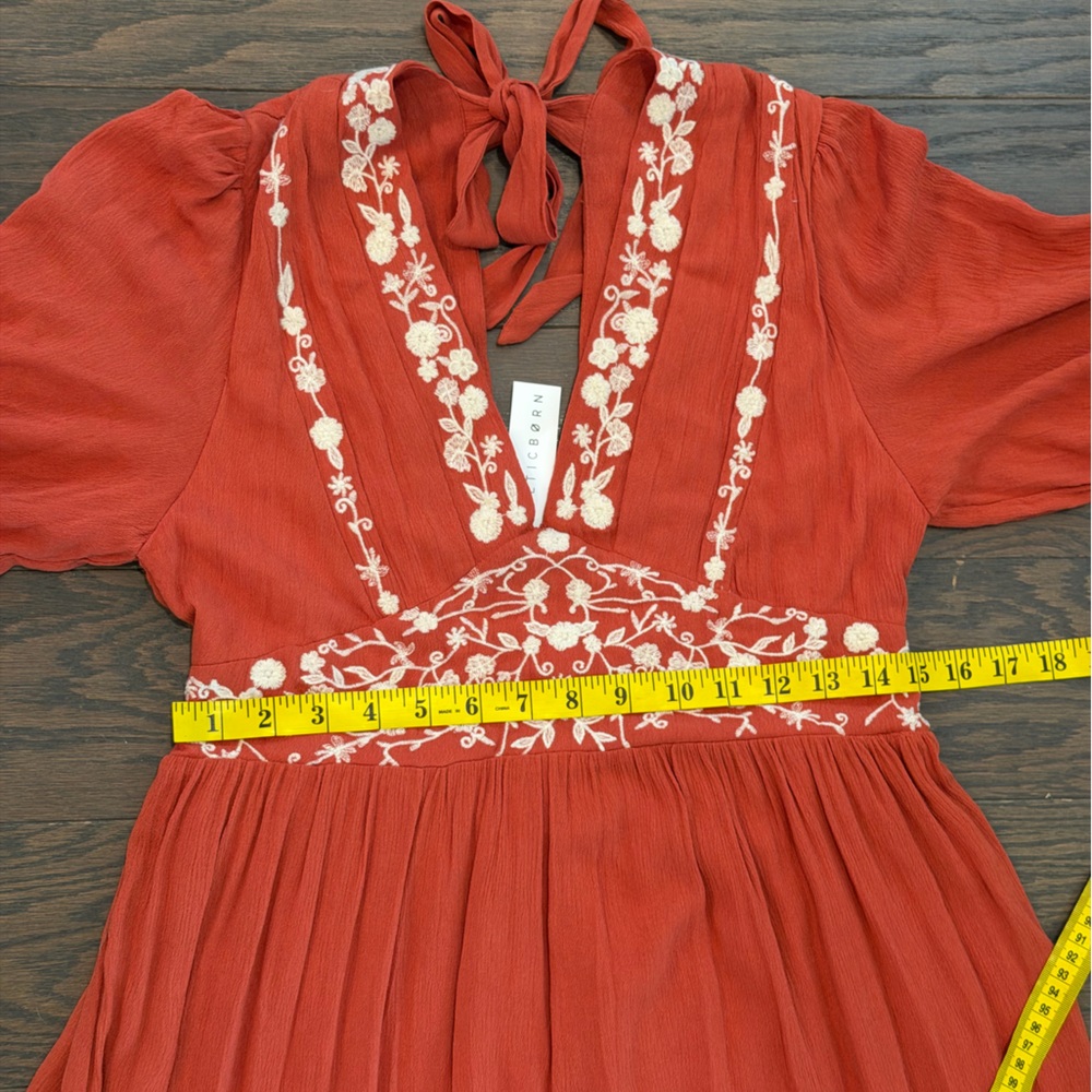 Baltic Born Santa Fe Embroidered Maxi Dress in Rust Size Medium NWT - Picture 8 of 10